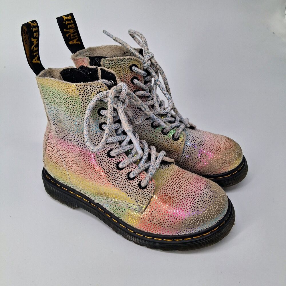 Dr Martens 1460 Pascal J Youth 11 Iridescent Glitter Rainbow Boots